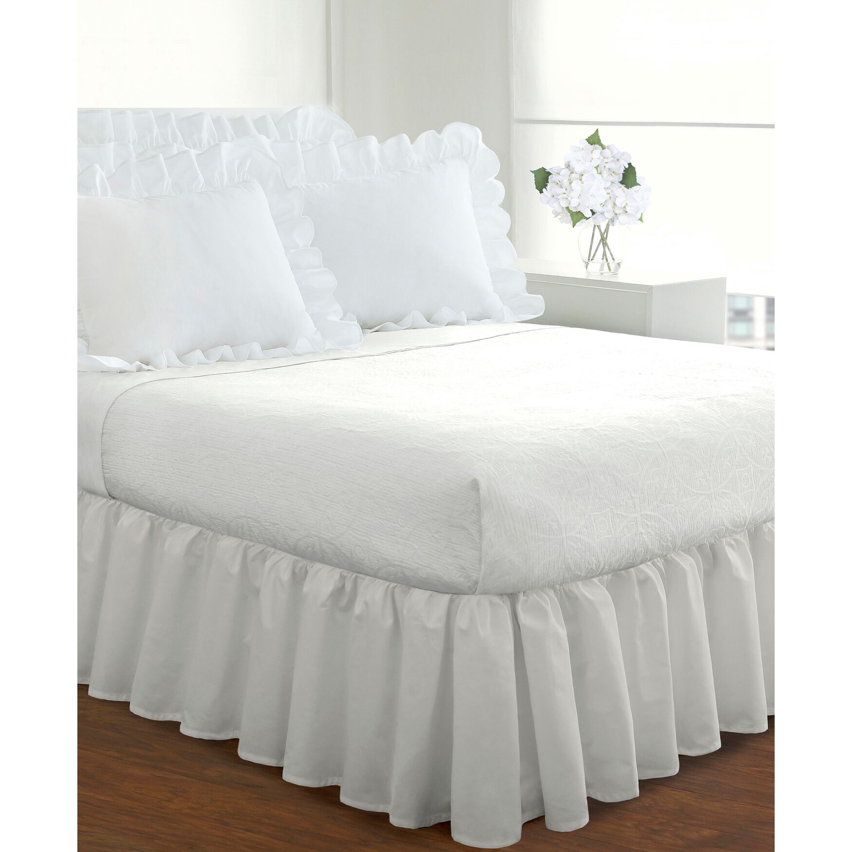 Fresh Ideas Ruffled 2-Pack Poplin Pillow Sham Set, WHITE, hi-res image number 0