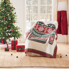 Ugly Sweater Novelty Holiday Quilted Throw Blanket