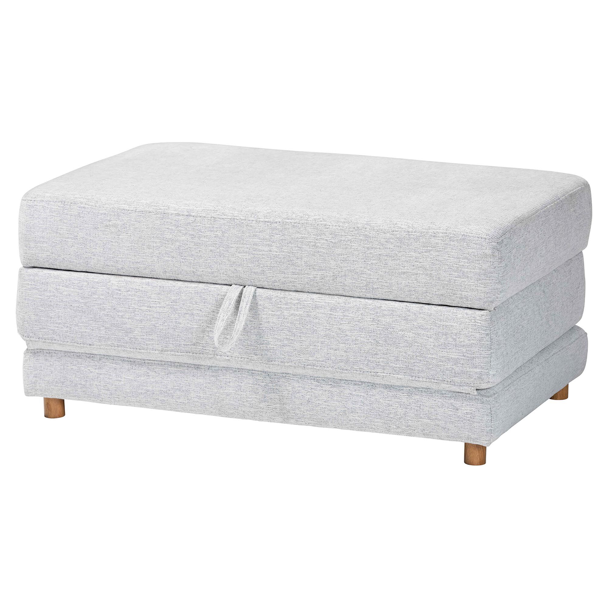 Sabriel Modern Light Grey Fabric Convertible Sleeper Ottoman, BROWN, alternate image number 1