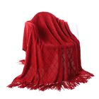 Battilo Home Soft Throw Blanket Warm & Knitted Blankets with Decorative Fringe Lightweight for Bed or Sofa Decorative, 52"x80", RED, hi-res image number 0