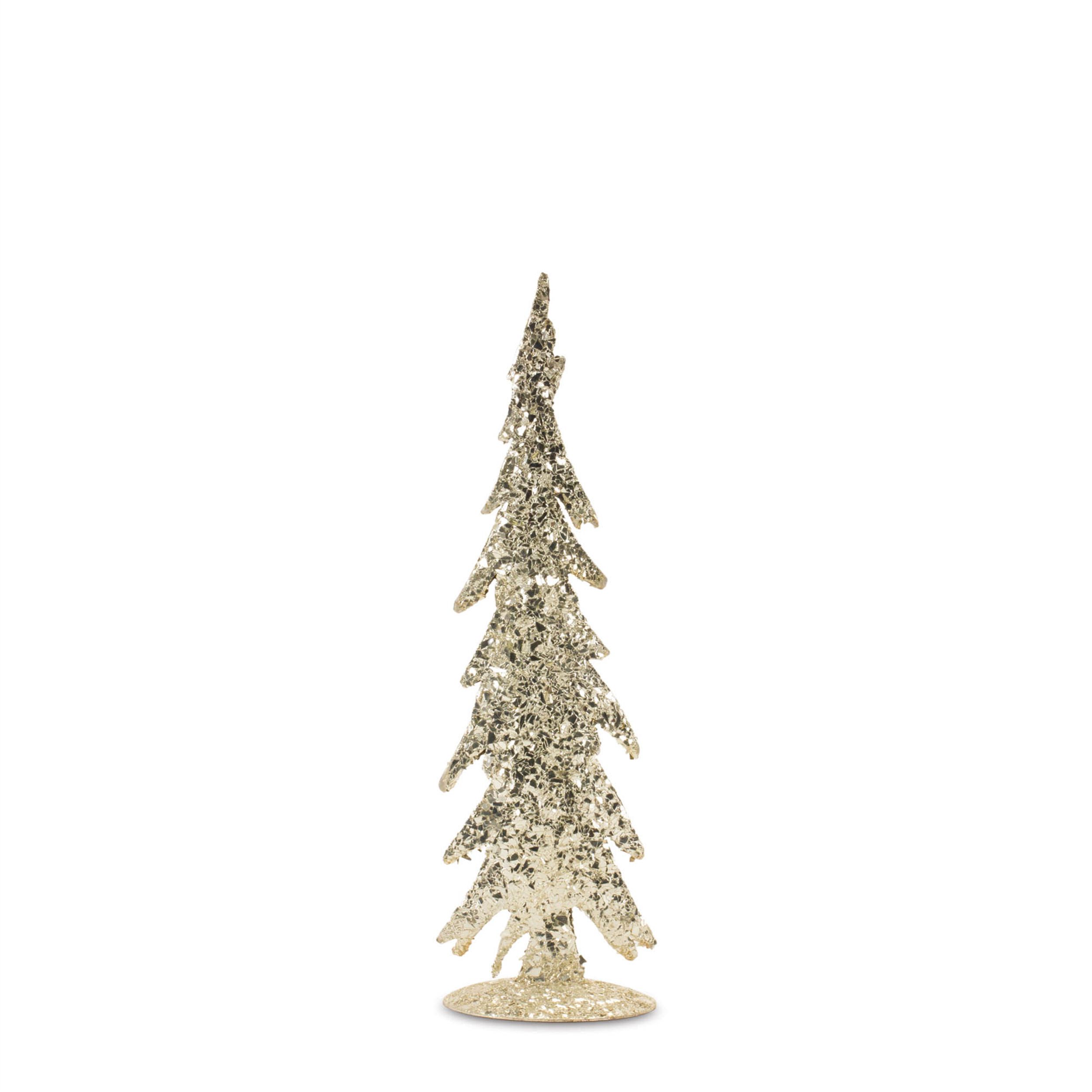 Gold Mosaic Glass Pine Tree (Set of 2), GOLD SILVER, alternate image number 3