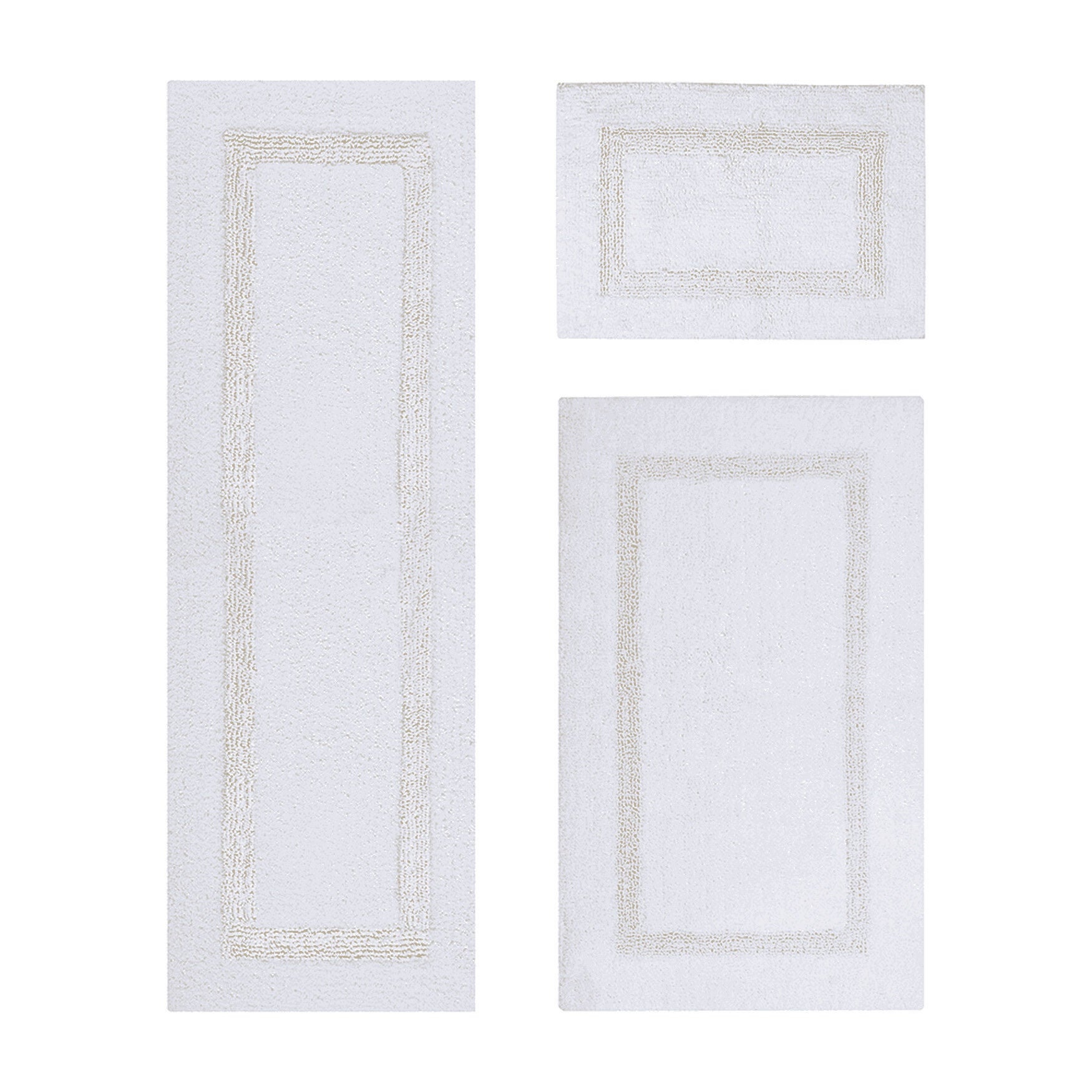 Hotel Collection 100% Cotton 3 Piece (17 inches X 24 inches | 24 inches X 40 inches | 20 inches X 60 inches) Bath Rug Set, WHITE IVORY, hi-res image number 0