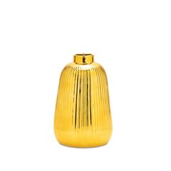 Ribbed Metallic Ceramic Vase Set of 2