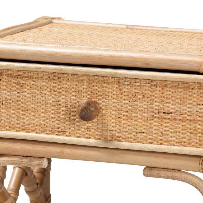 Camara Modern Bohemian Natural Brown Rattan 1-Drawer Nightstand, , alternate image number 10