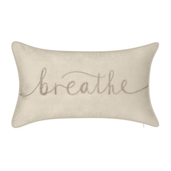 Celebrations ""Breathe"" Embroidered Decorative Pillow , SAND TAUPE, hi-res image number null
