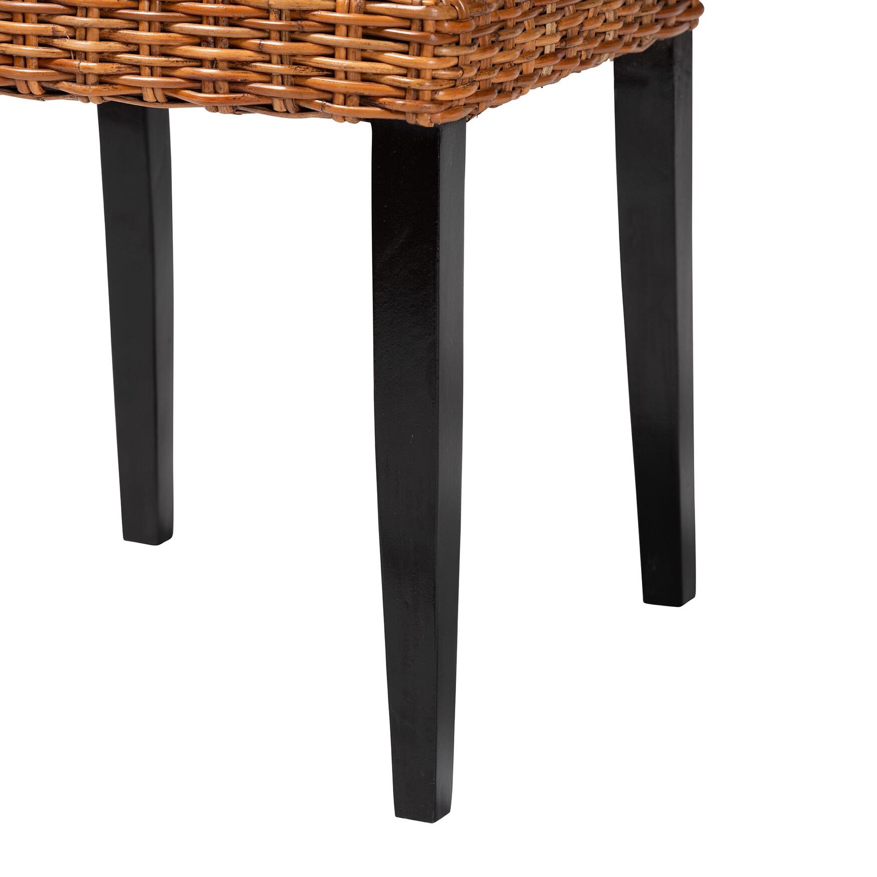 Manrico Modern Bohemian Dark Brown Finished Wood And Natural Rattan 2-Piece Dining Chair Set, , alternate image number 4