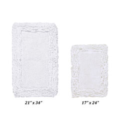 Shaggy Border Bath Rug Mat, 2 Pc Set (17" X 24" | 21" X 34")