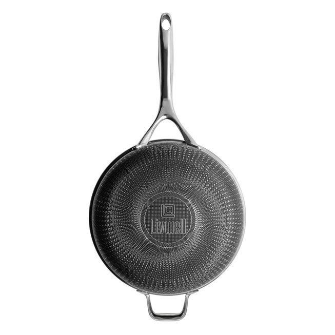 LIVWELL DiamondClad™ 12 inches Hybrid Nonstick Stainless Steel Wok Pan, Dishwasher Safe, PFOA-free – Silver/Black, SILVER, alternate image number 4