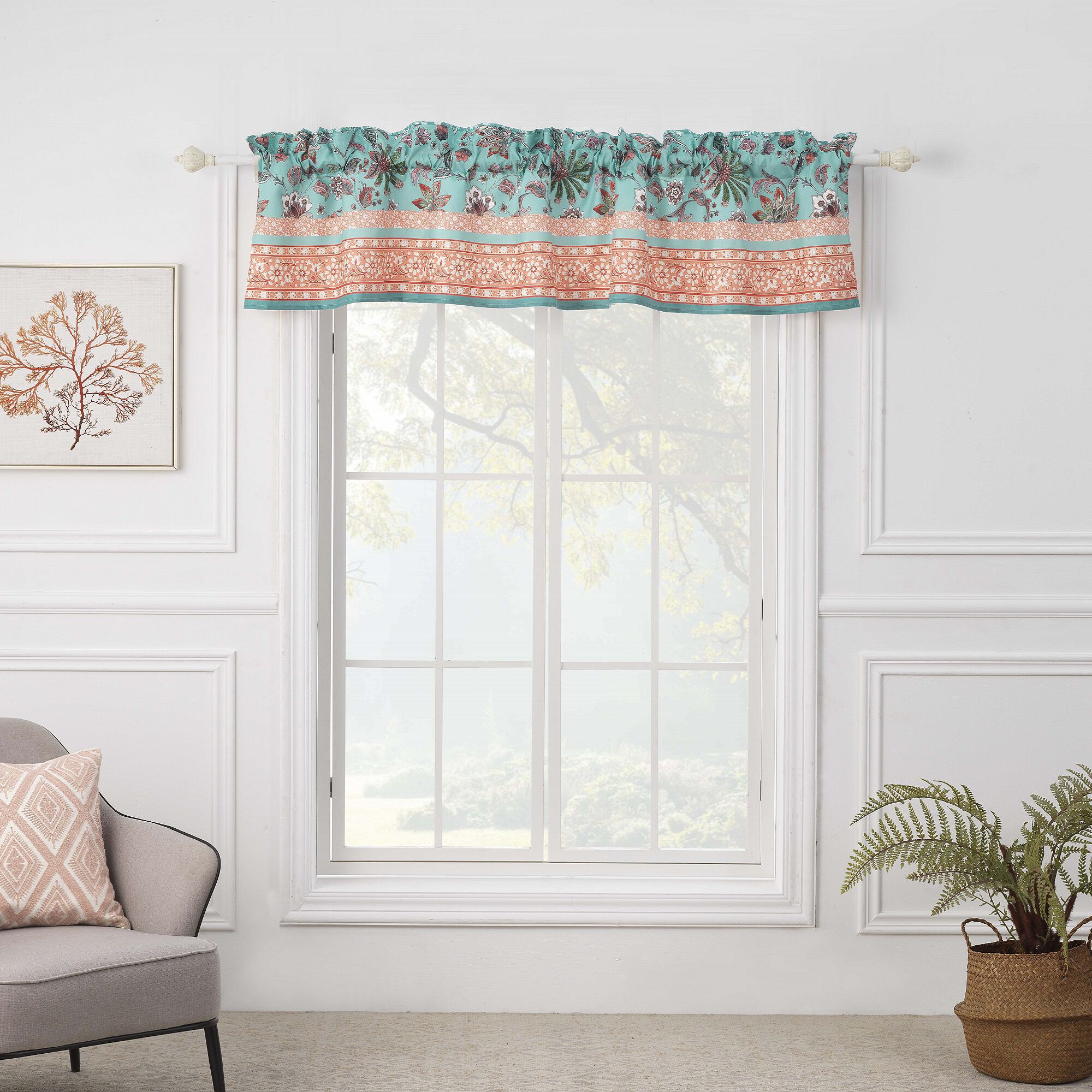 Audrey Window Valance Curtains, Turquoise, CHOCOLATE, alternate image number 2
