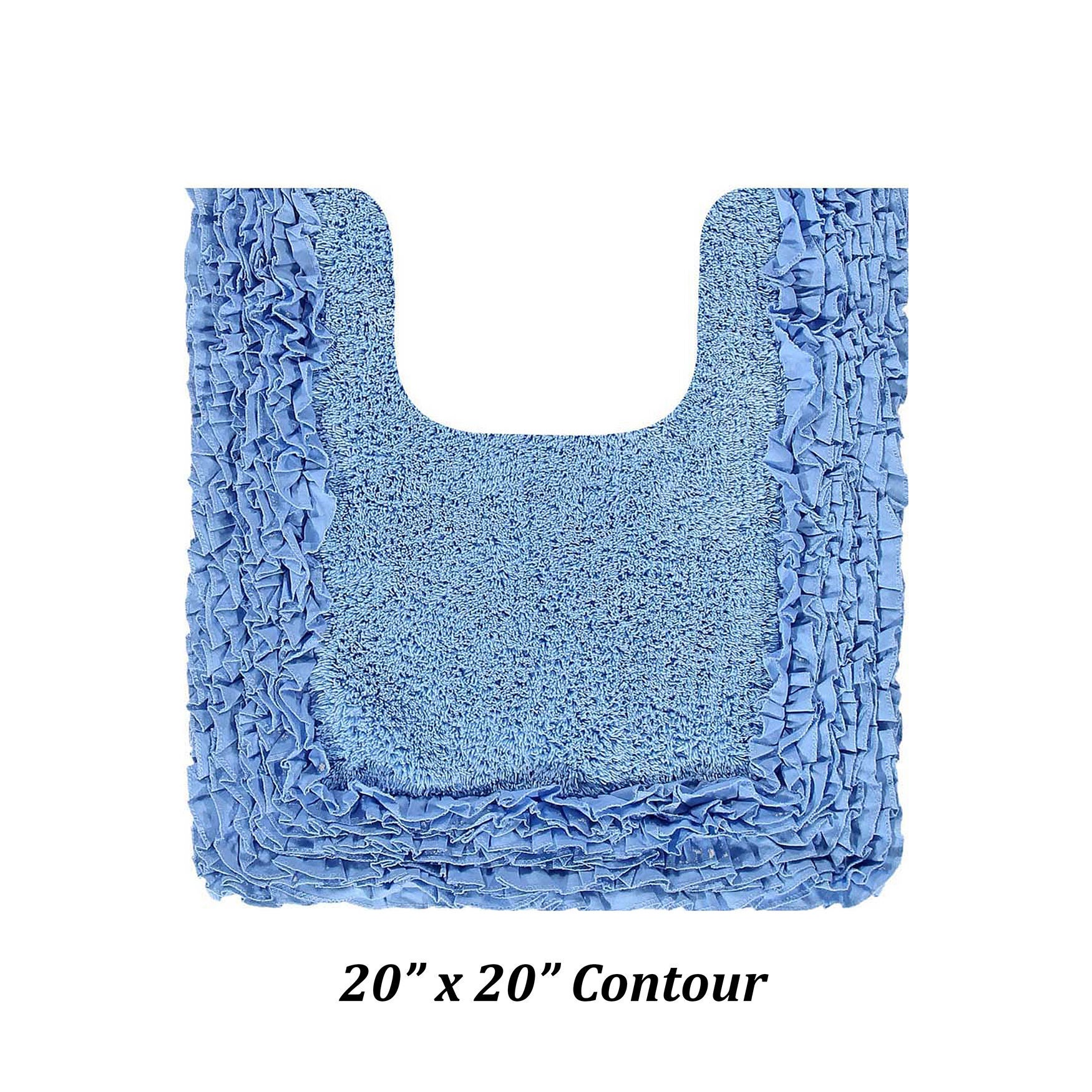 Shaggy Border Bath Rug Mat, 20 inches X 20 inches, BLUE, hi-res image number 0