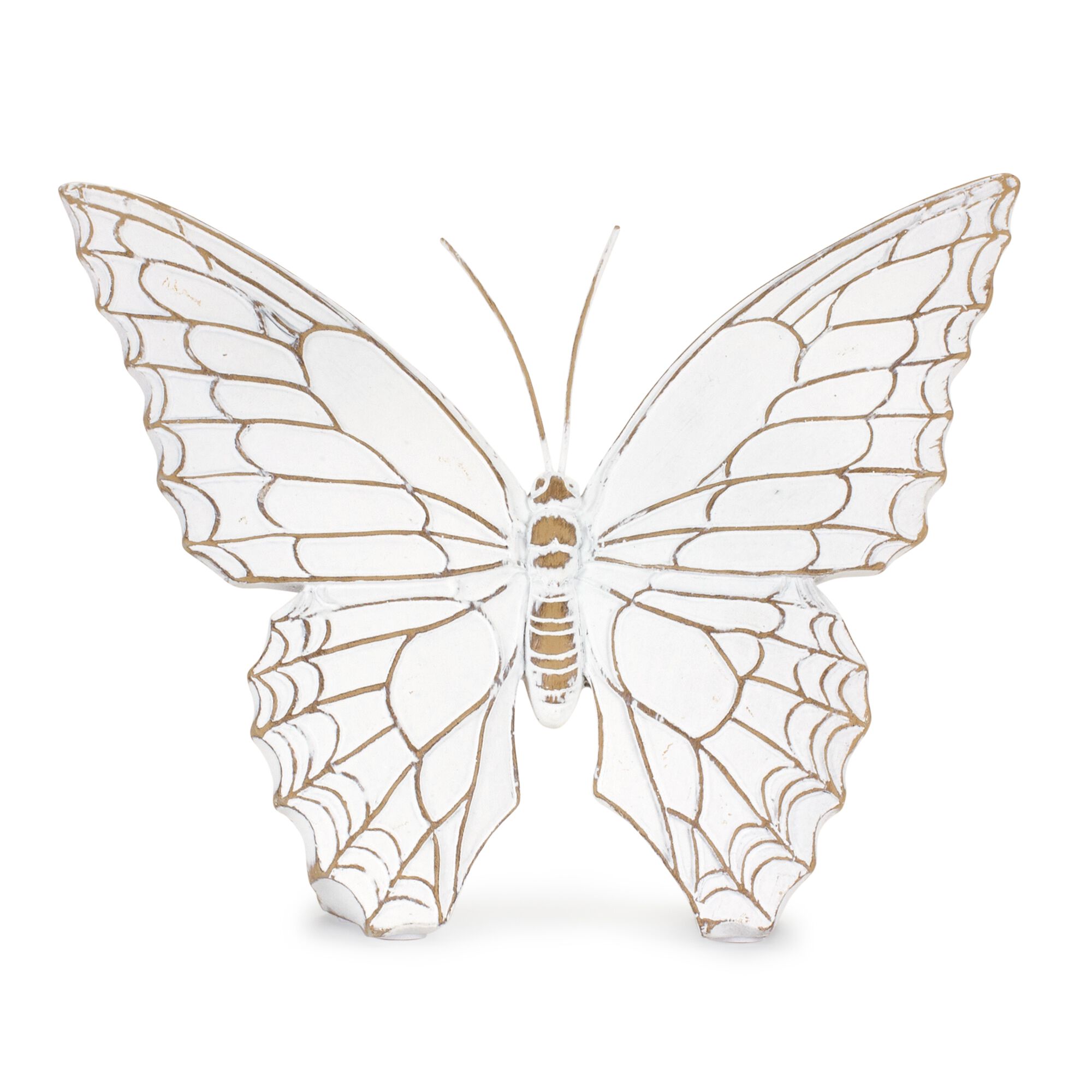 Butterfly (Set of 3) 6.75 inchesL x 5.5 inchesH, 7 inchesL x 5.5 inchesH, 7.25 inchesL x 5.75 inchesH Resin, WHITE/BROWN, alternate image number 2