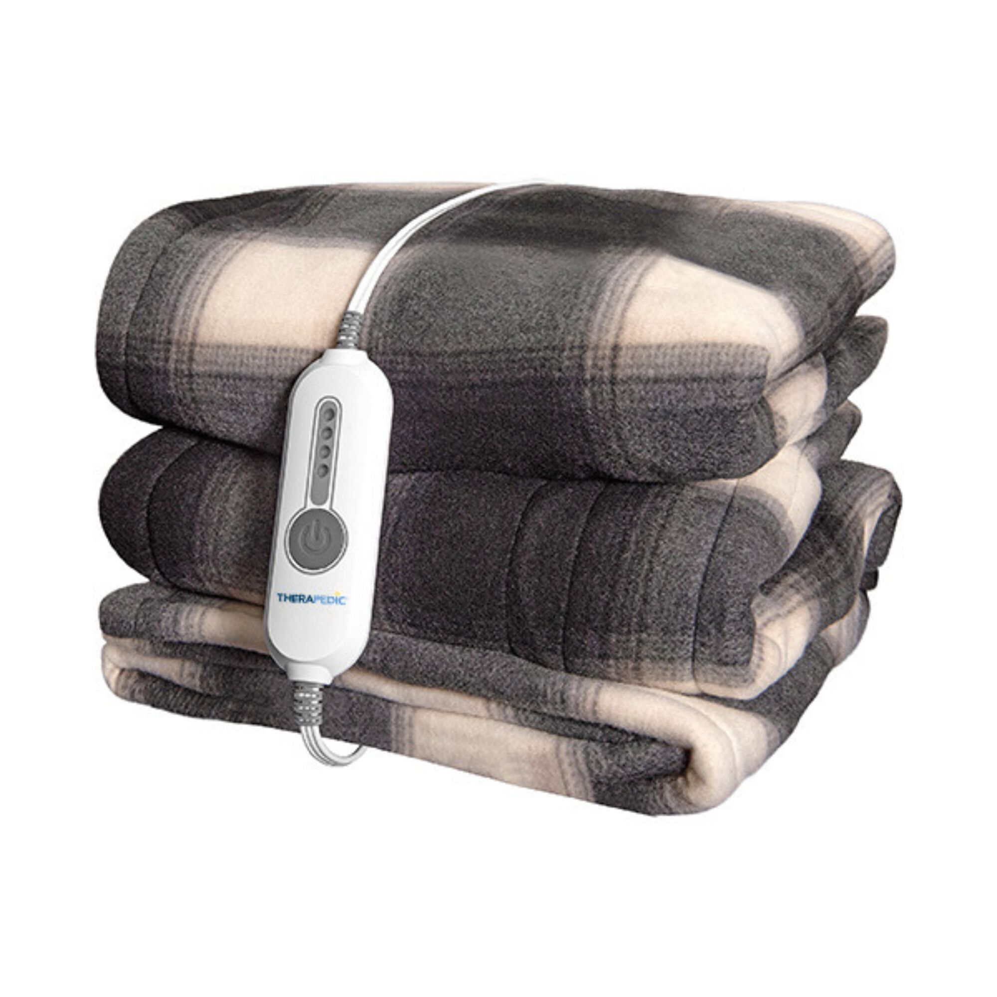50 inches x 60 inches Black Plaid Heated Blanket, BLACK PLAID, hi-res image number 0