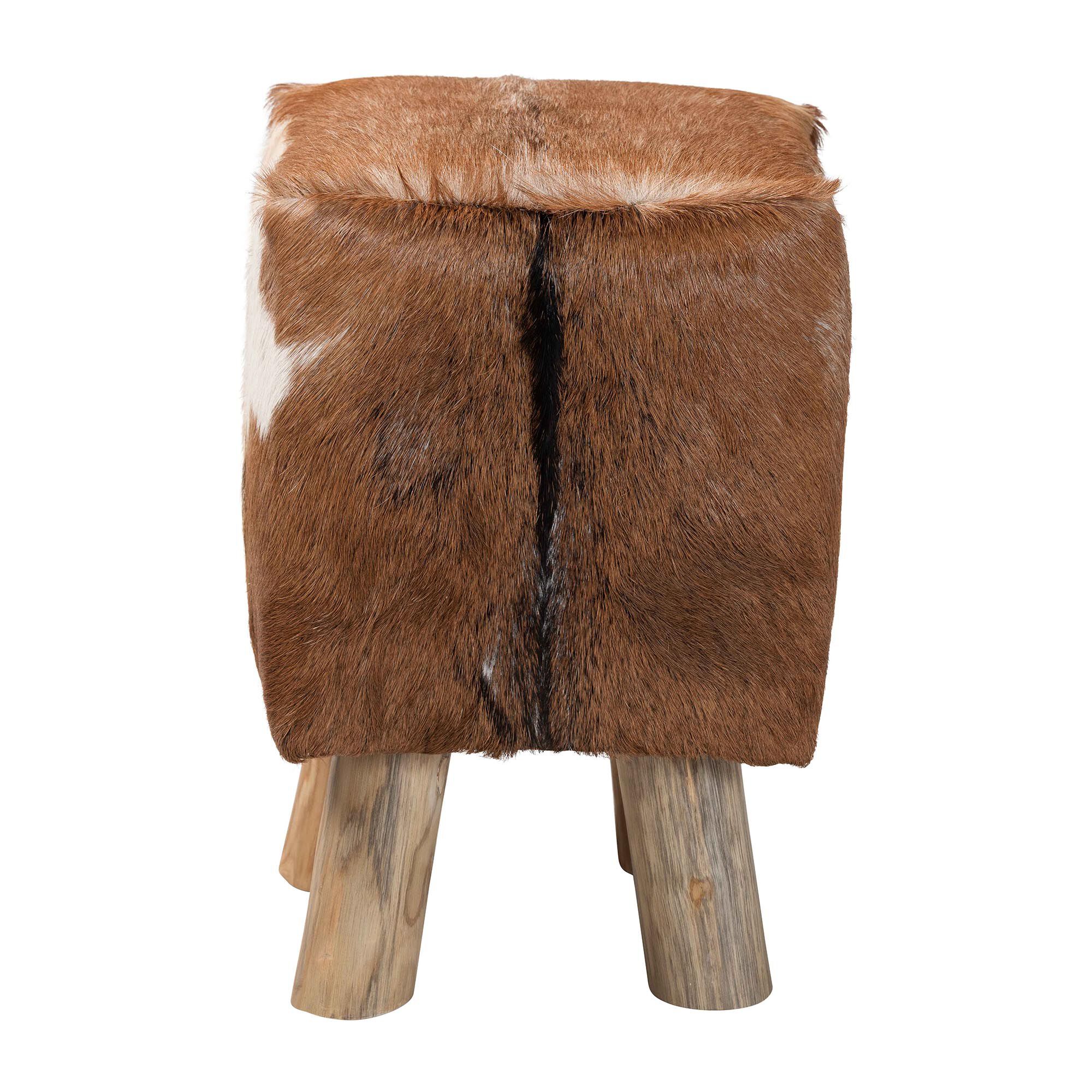 Scotlyn Genuine Goat Leather Footstool, BROWN, alternate image number 3