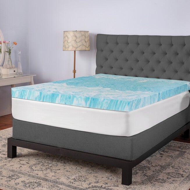 SensorPEDIC 4-Inch Gel Swirl Memory Foam Mattress Topper, WHITE, hi-res image number 0
