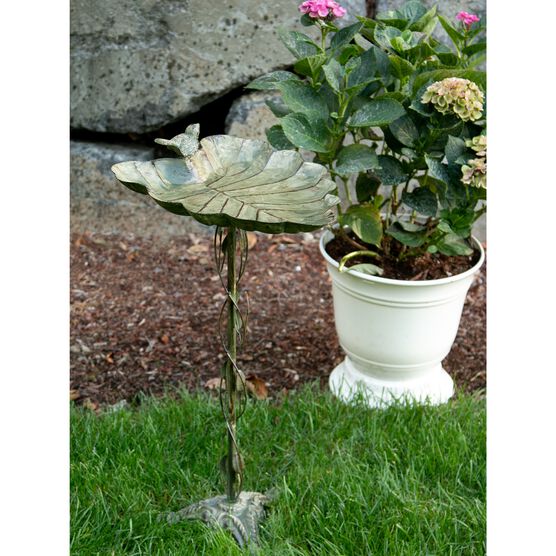 Verdigris Leaf Birdbath, , alternate image number null