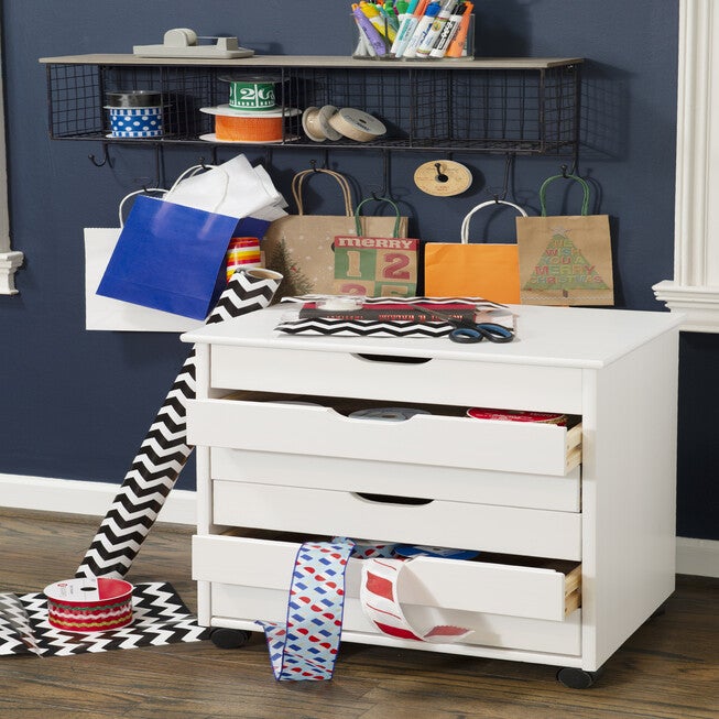 Cary Six Drawer Wide Roll Cart White Wash, , alternate image number 5