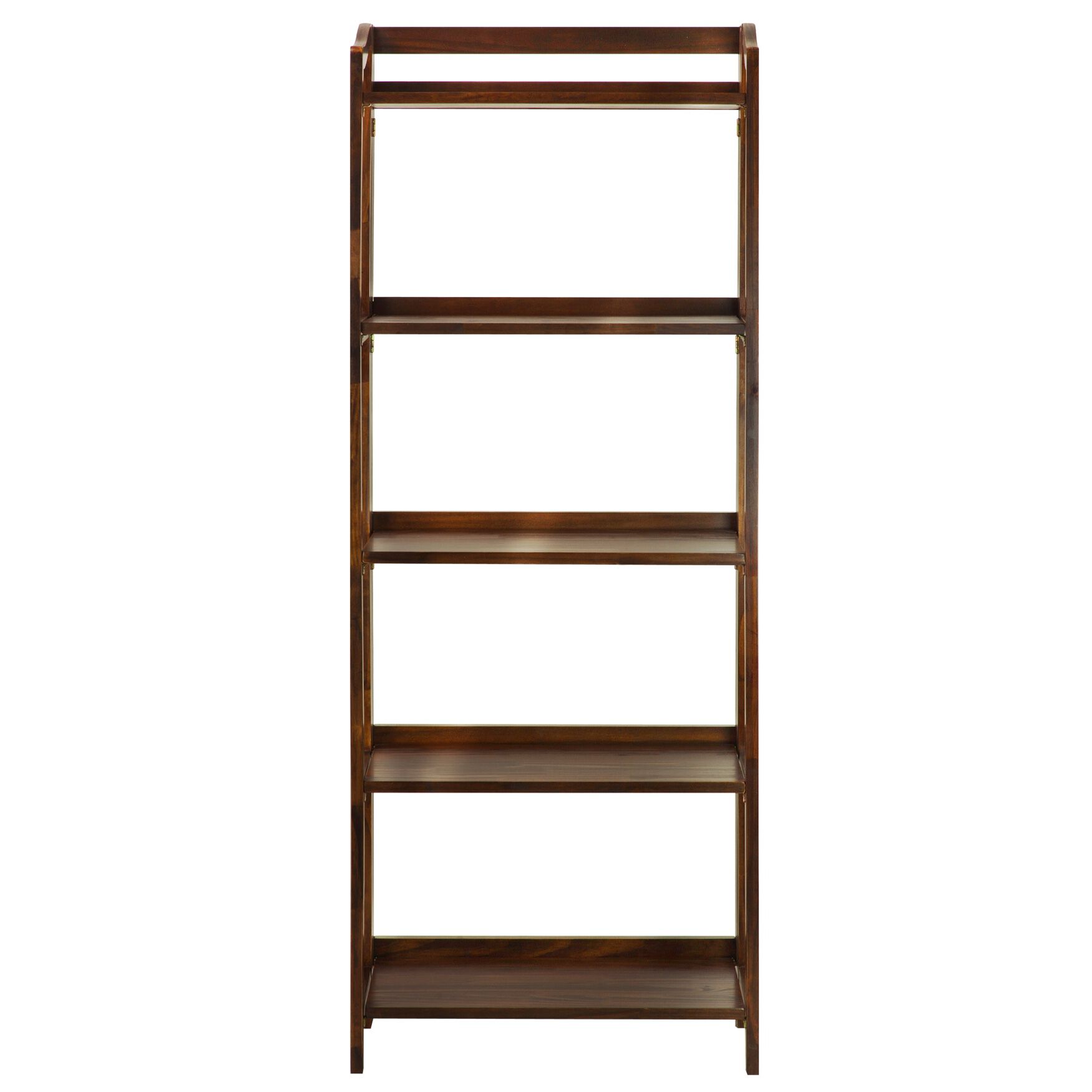 Stratford 5-Shelf Folding Bookcase-Warm Brown, BROWN, hi-res image number 0
