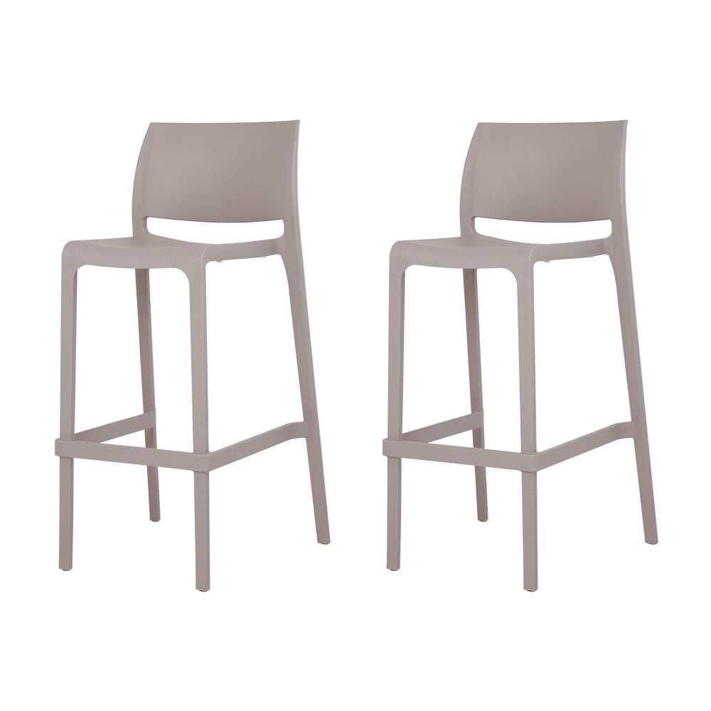 Set of 2 Sensilla Outdoor Stackable Bar Stools, TAUPE, on-hover image number 1