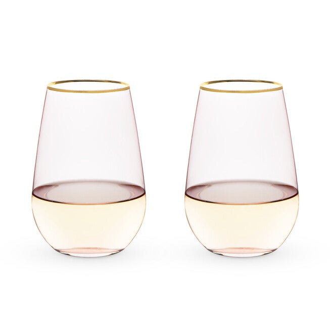 Rose Crystal Stemless Wine Glass Set, PINK, hi-res image number null
