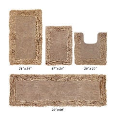 Shaggy Border Bath Rug Mat, 5 Pc Set, (17" X 24" | 20" X 20" | 21" X 34" | 24" X 40" | 20" X 60")