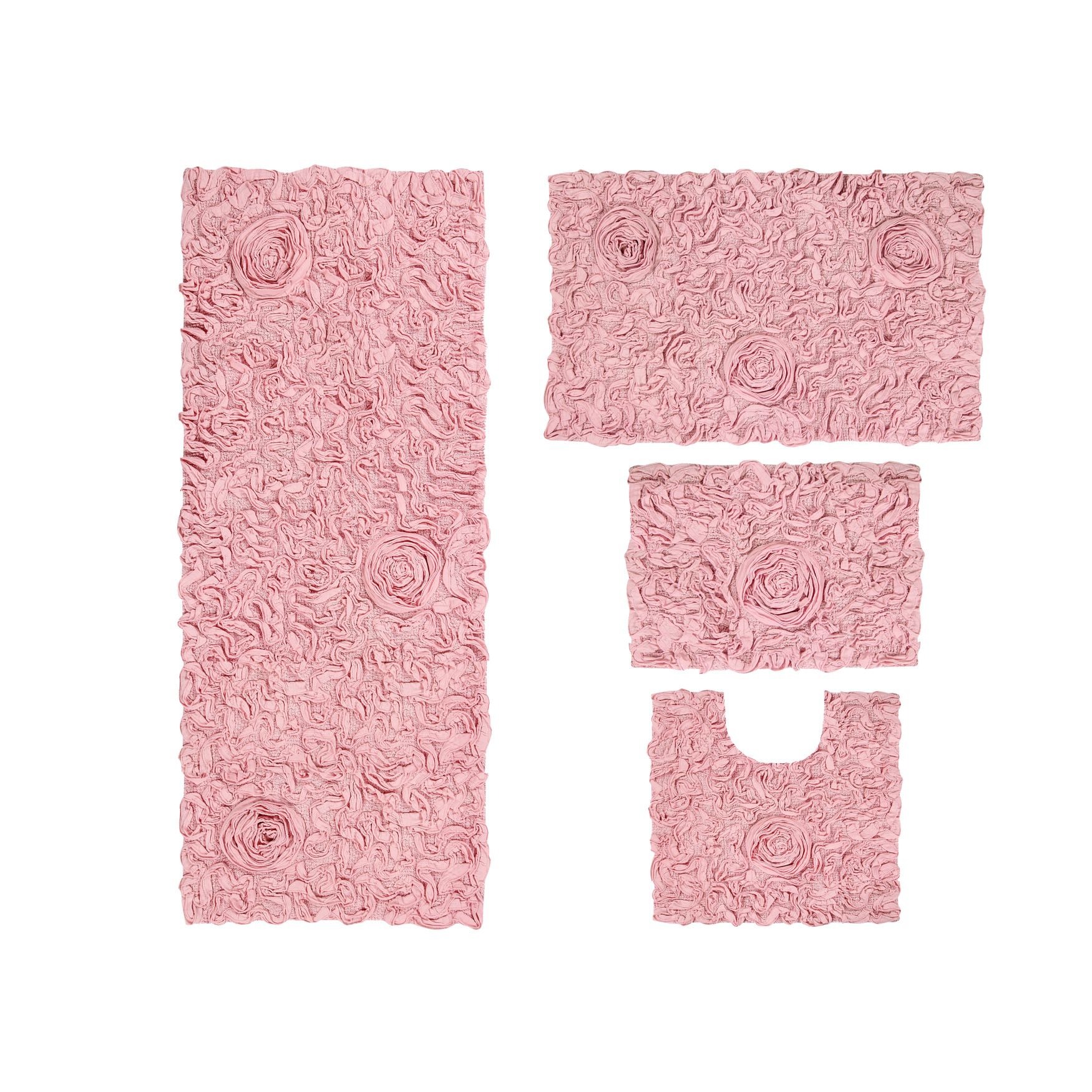 Bellflower 4-Pc. Bath Rug Set Ivory, PINK, hi-res image number 0