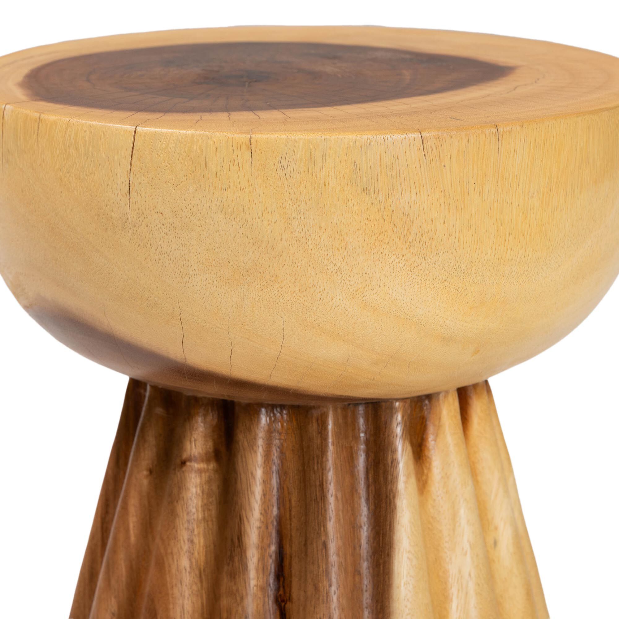 Alara Hand-carved Suar Wood Side Table, NATURAL BROWN, alternate image number 3