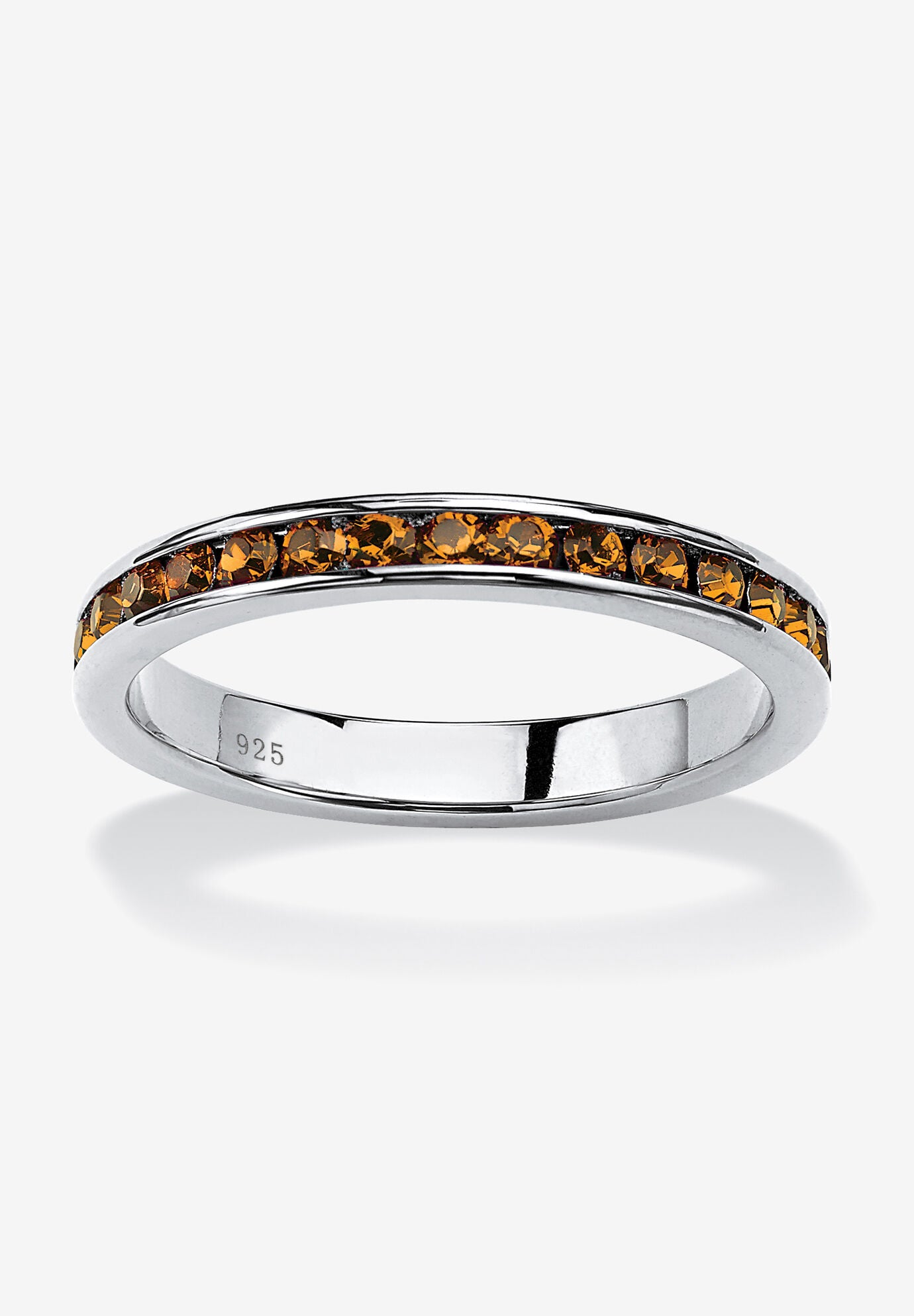 Sterling Silver Simulated Birthstone Stackable Eternity Ring, NOVEMBER, hi-res image number 0