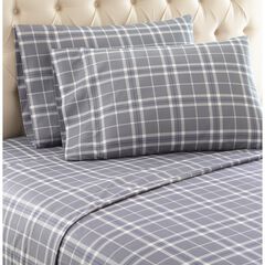 Micro Flannel® Plaid Grey Print Sheet Set