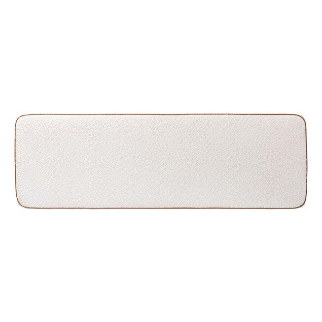 Belden Boucle Upholstered Wall-Mounted Queen Headboard - Padded Cushion Panel with Faux Leather Piping, WHITE, alternate image number 5