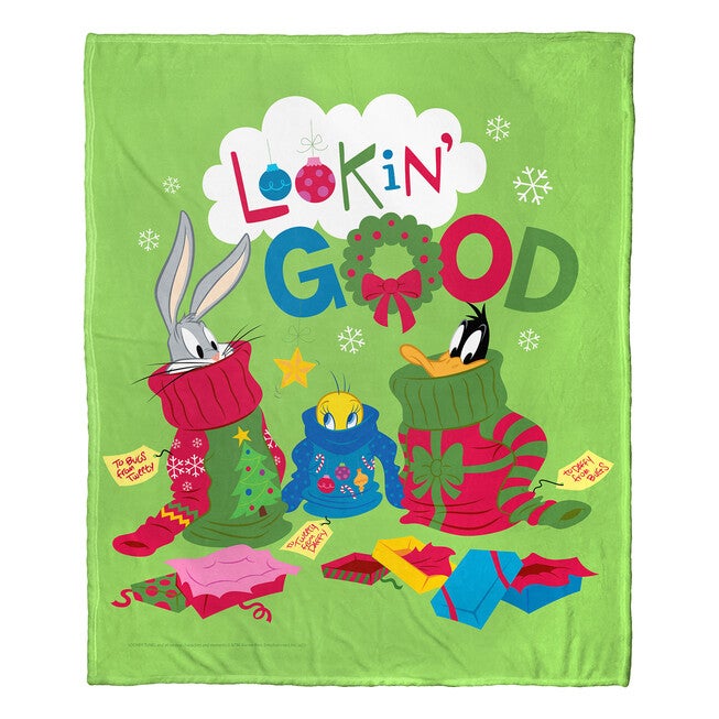 Wb Looney Tunes Christmas Drip Silk Touch Throw, , on-hover image number 1