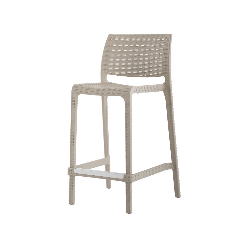 Set of 2 Rue Outdoor Stackable Counter Stool, TAUPE, alternate image number 2