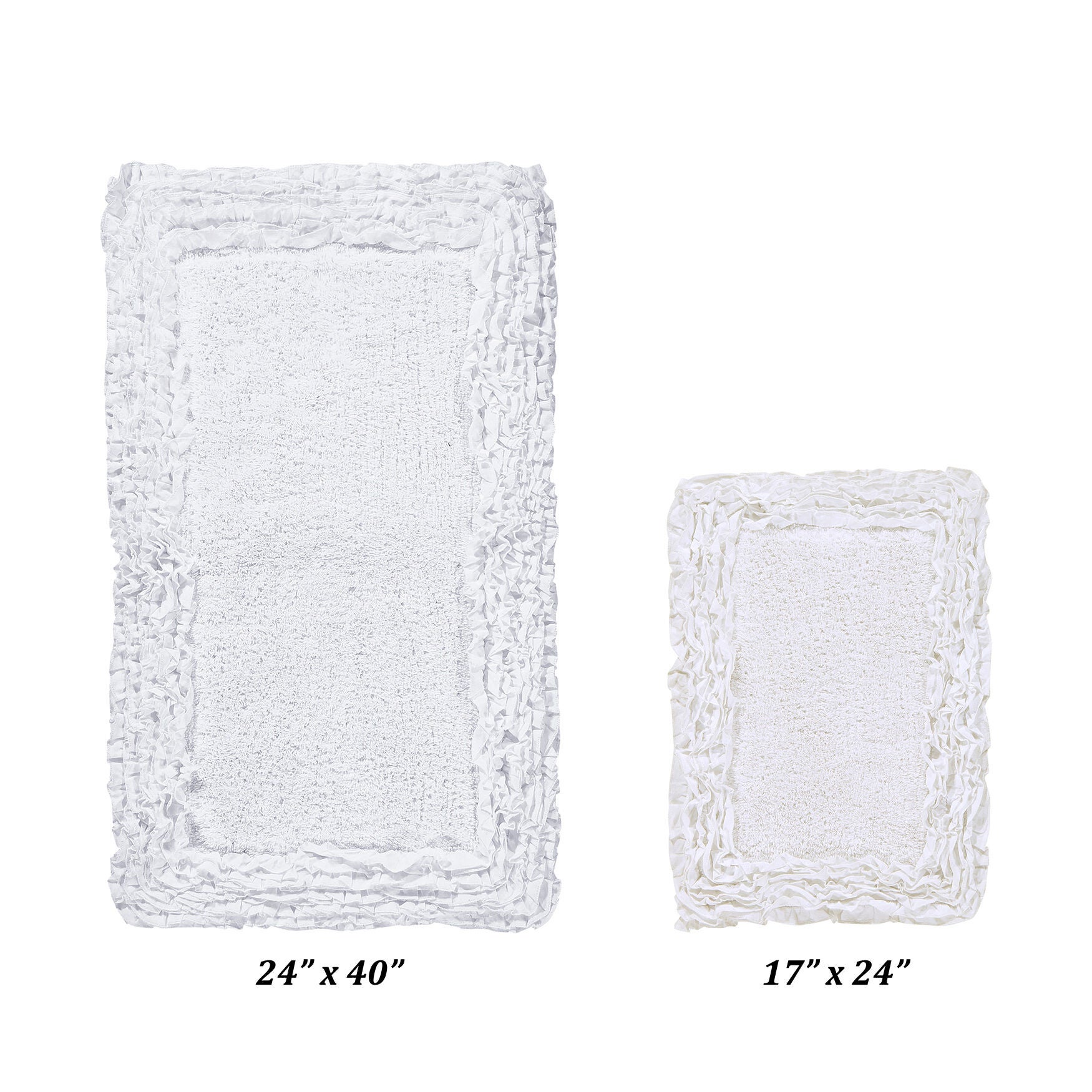 Shaggy Border Bath Rug Mat, 2-Pc. Set, WHITE, hi-res image number 0