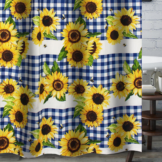 Sunflower Gold Bath Shower Curtain, GOLD, hi-res image number null