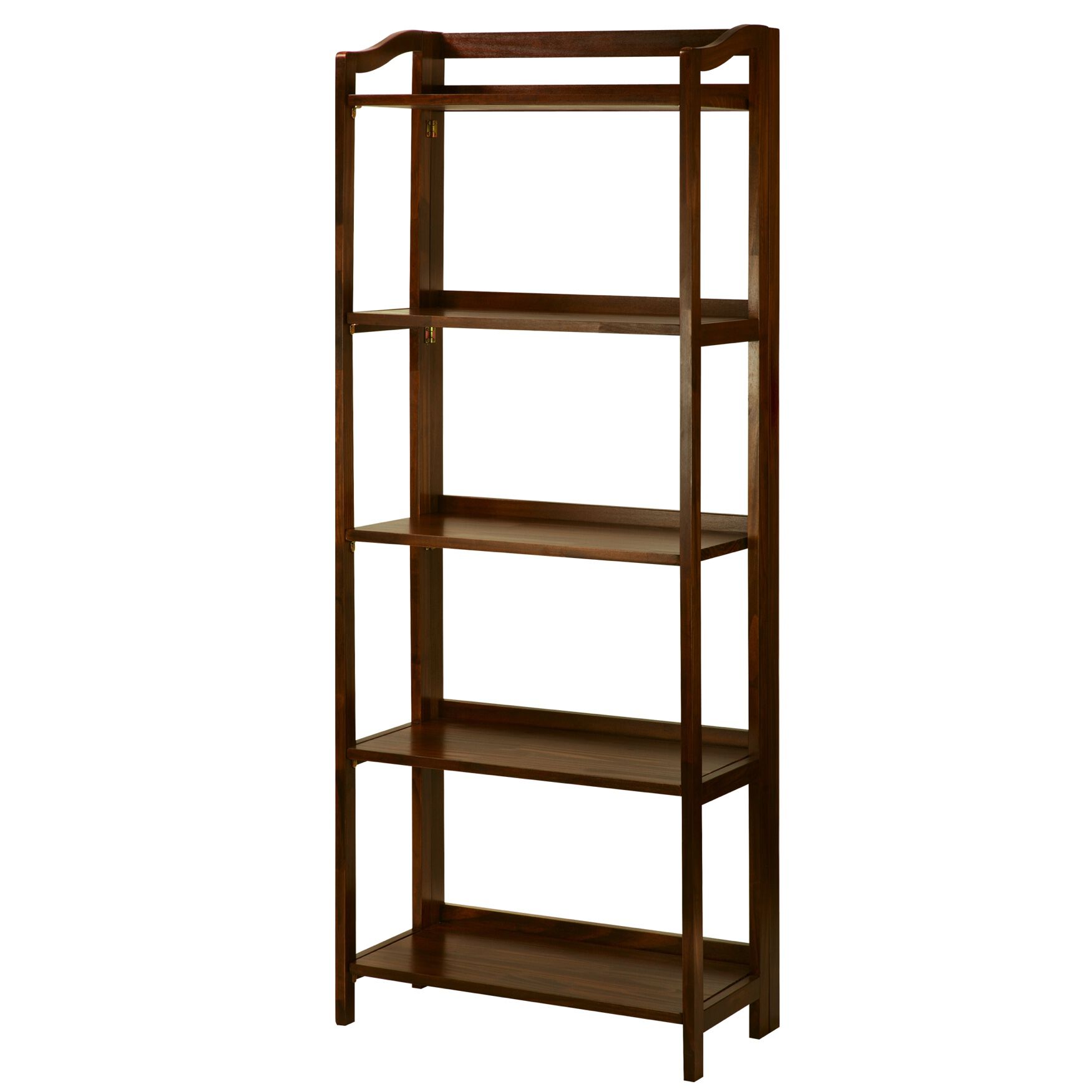 Stratford 5-Shelf Folding Bookcase-Warm Brown, , alternate image number 4