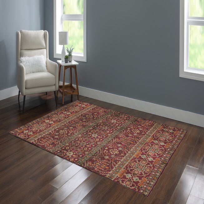 Washable Neil Garnet/Ivory Rug, , alternate image number null