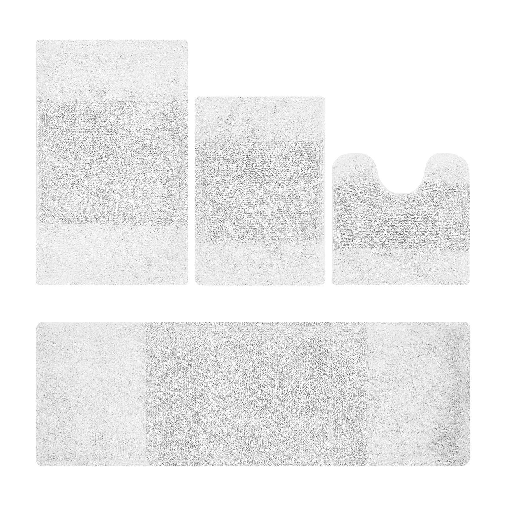 Granada Collection 100% Cotton 4 Piece (17 inches X 24 inches | 20 inches X 20 inches | 21 inches X 34 inches | 20 inches X 60 inches) Bath Rug Set, WHITE, hi-res image number 0