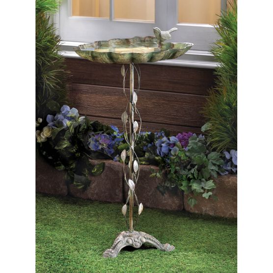 Verdigris Leaf Birdbath, , on-hover image number null