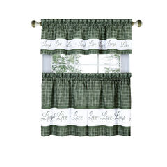 Live, Love, Laugh Window Curtain Tier Pair and Valance Set - 58x24