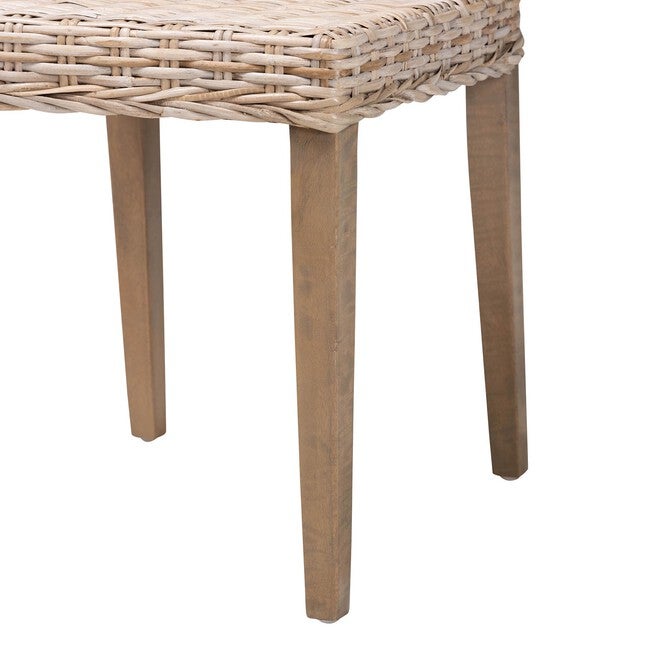 Barossa Bohemian Grey Kubu Rattan And Mahogany Wood Dining Chair, , alternate image number 5