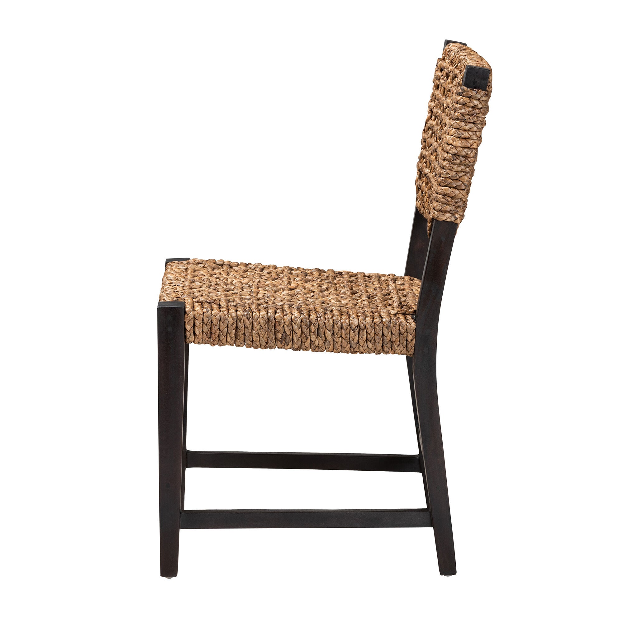 Alise Modern Bohemian Dark Brown Mahogany Wood and Seagrass Dining Chair, BROWN, alternate image number 4