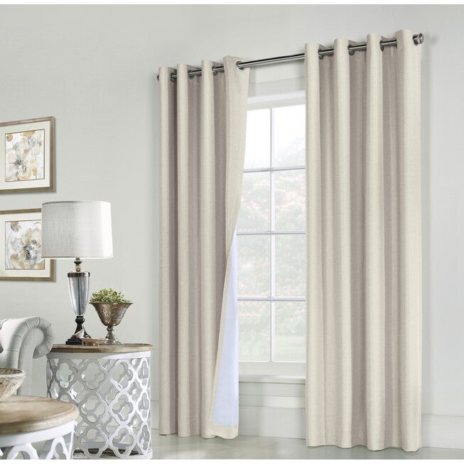 Ventura Blackout Grommet Curtain Panel Pair, NATURAL, hi-res image number 0