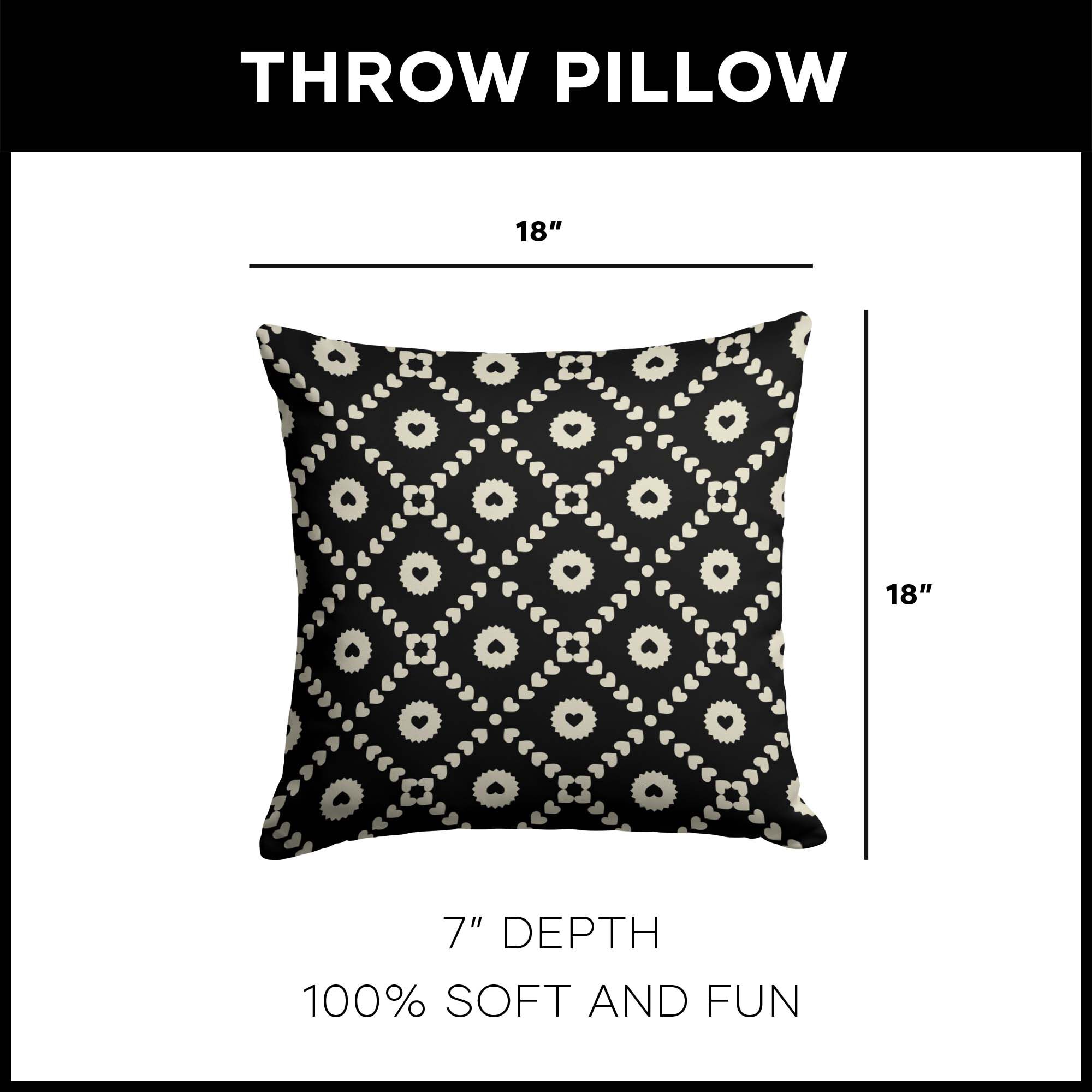 Valentine's Day Black Hearts Throw Pillow 18X18 Inches, BLACK HEARTS, alternate image number 4