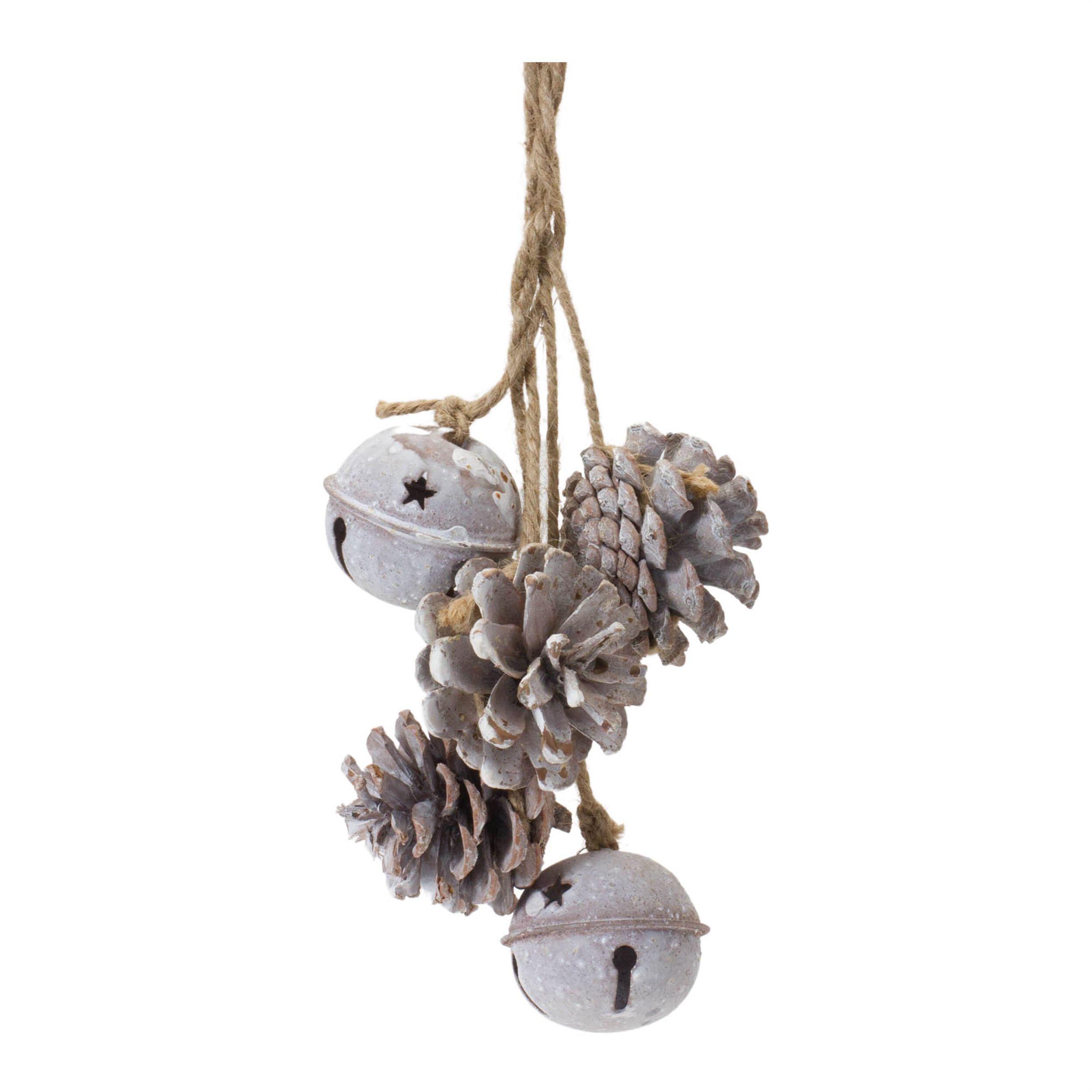 Bell And Pine Cone Ornament (Set of 6), BROWN WHITE, alternate image number 1