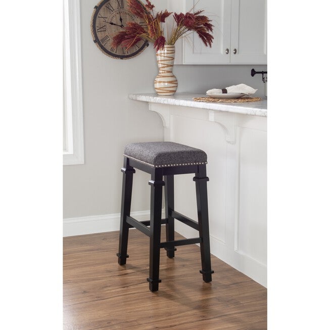Kennedy Black Tweed Backless Bar Stool Backless Stools, , alternate image number 8