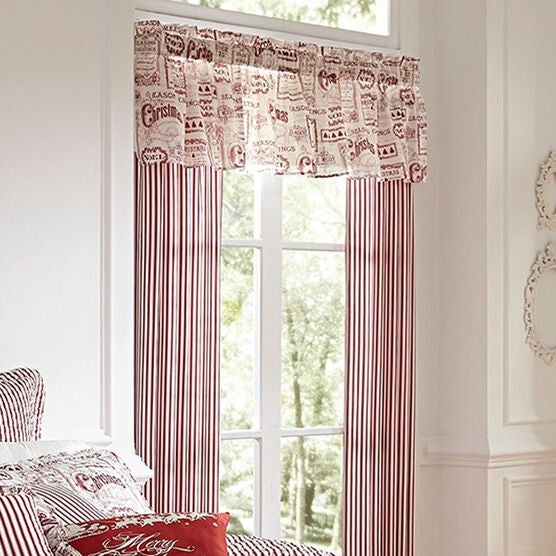 Vintage Christmas Valance, IVORY RED