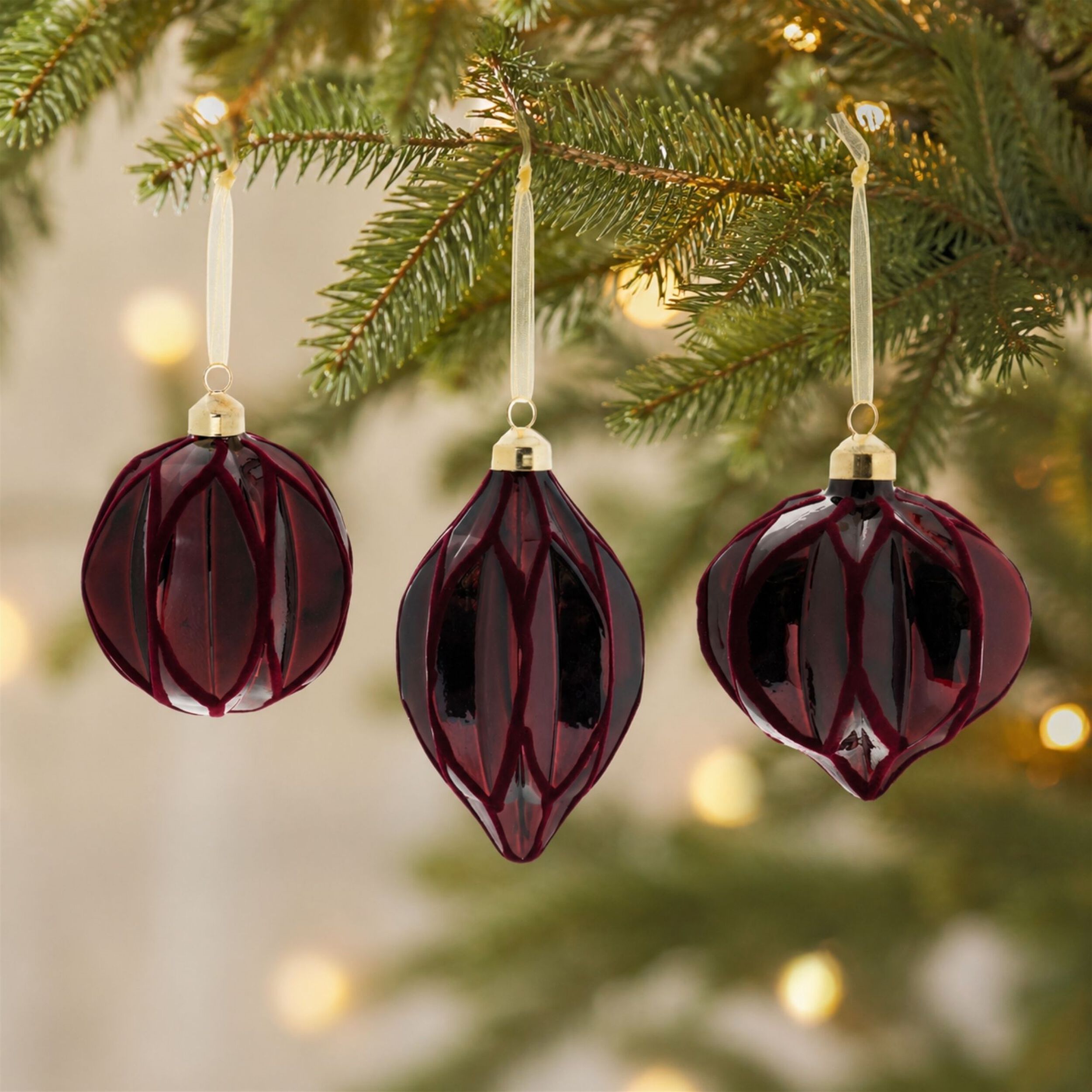 Velvet Glass Ornament (Set of 6), RED GOLD, alternate image number 2