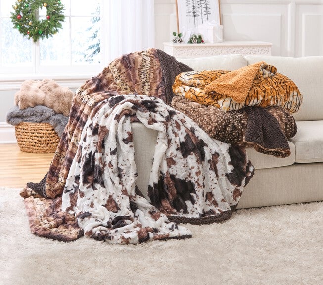 Faux Fur Animal Print Blanket, , alternate image number 2
