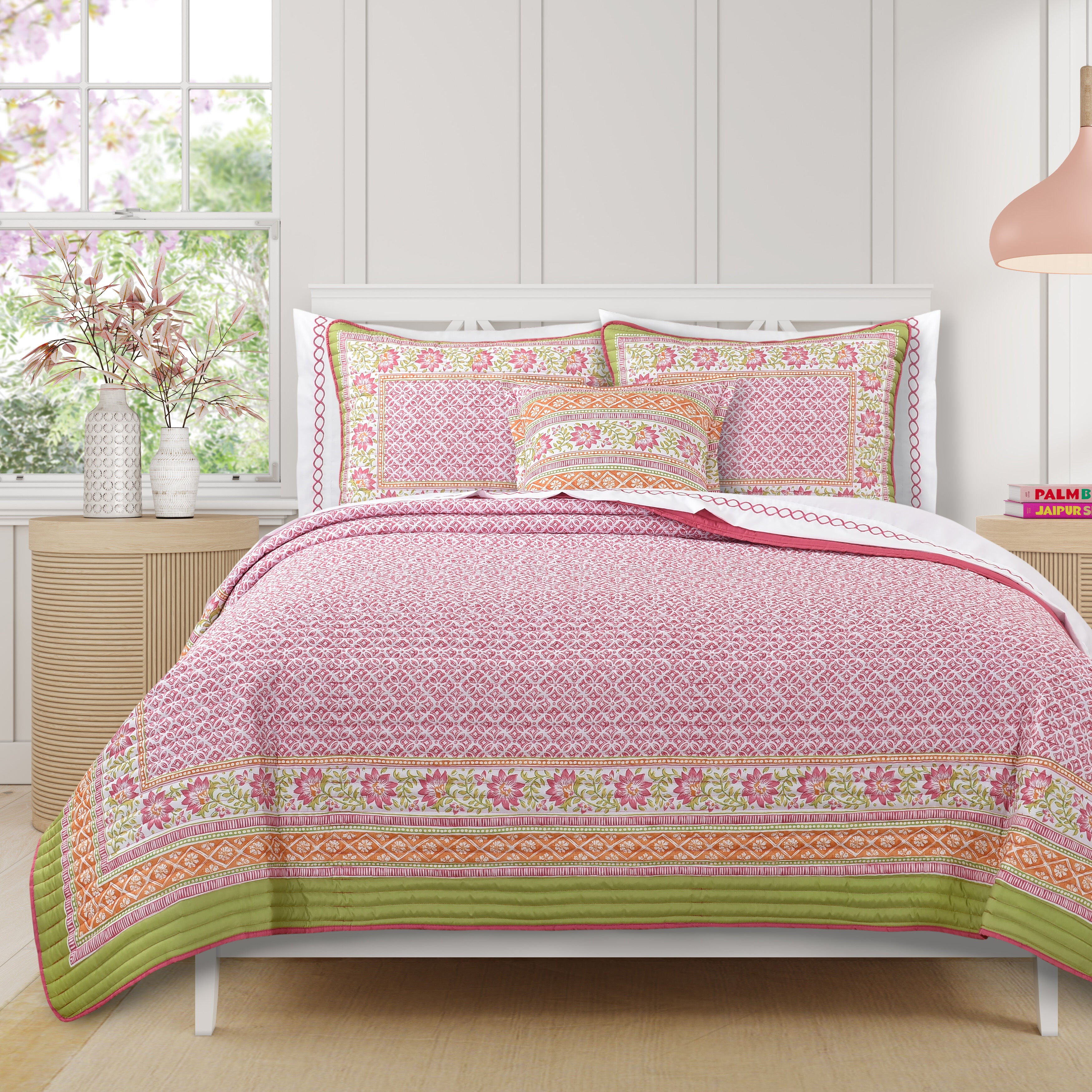 SHILOH TWIN/TWIN XL 2PC. QUILT SET, PINK, hi-res image number 0