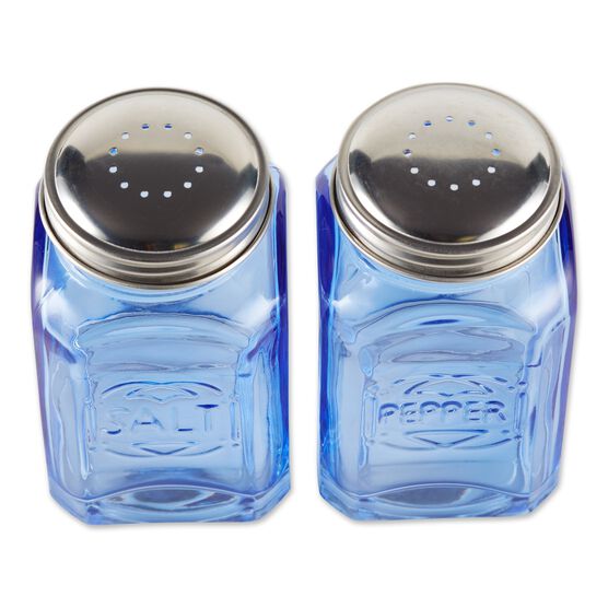 Retro Glass Salt & Pepper Set - Blue, , alternate image number null