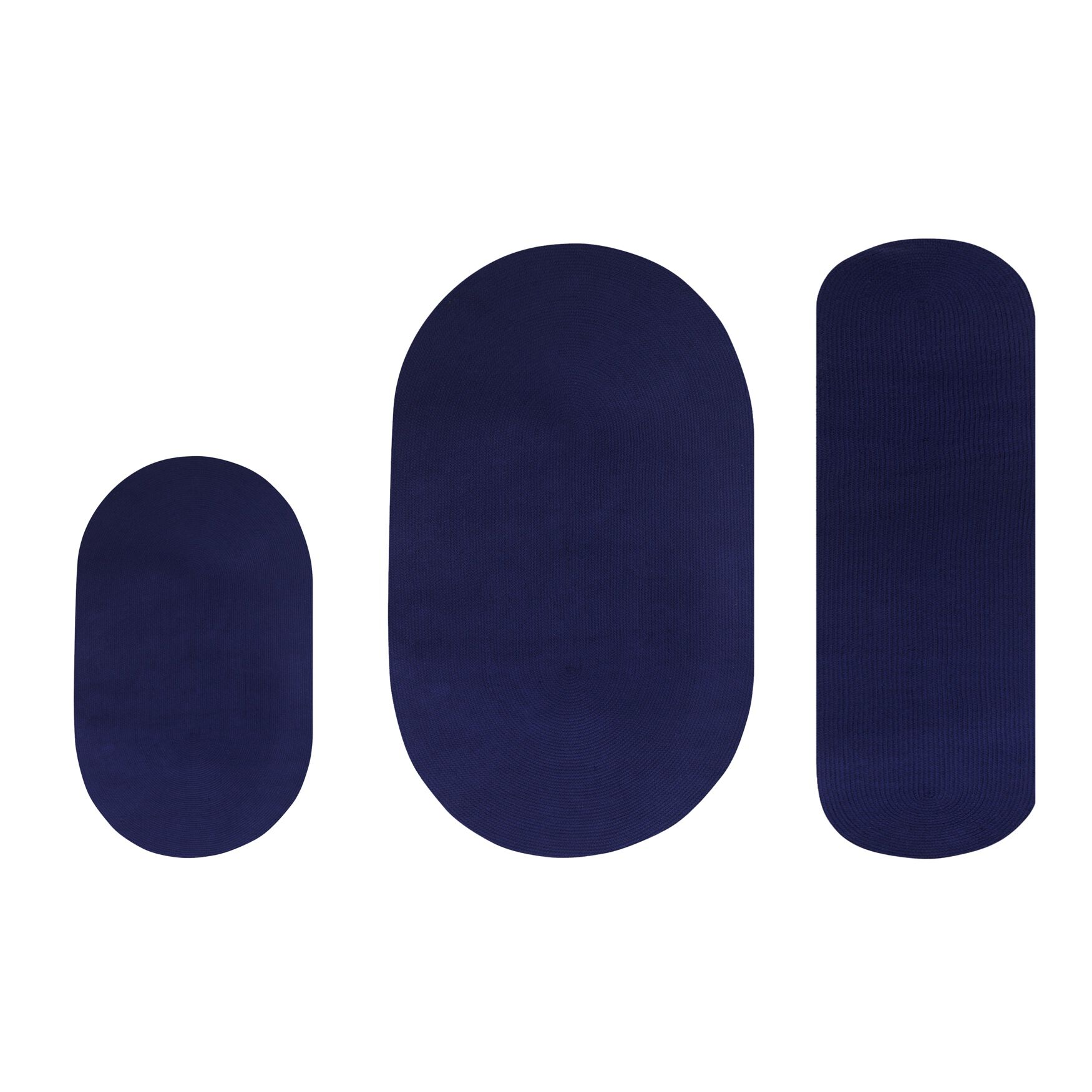 Alpine Braid Collection Reversible Indoor Area Rug, 3 Piece Set , NAVY SOLID, hi-res image number 0
